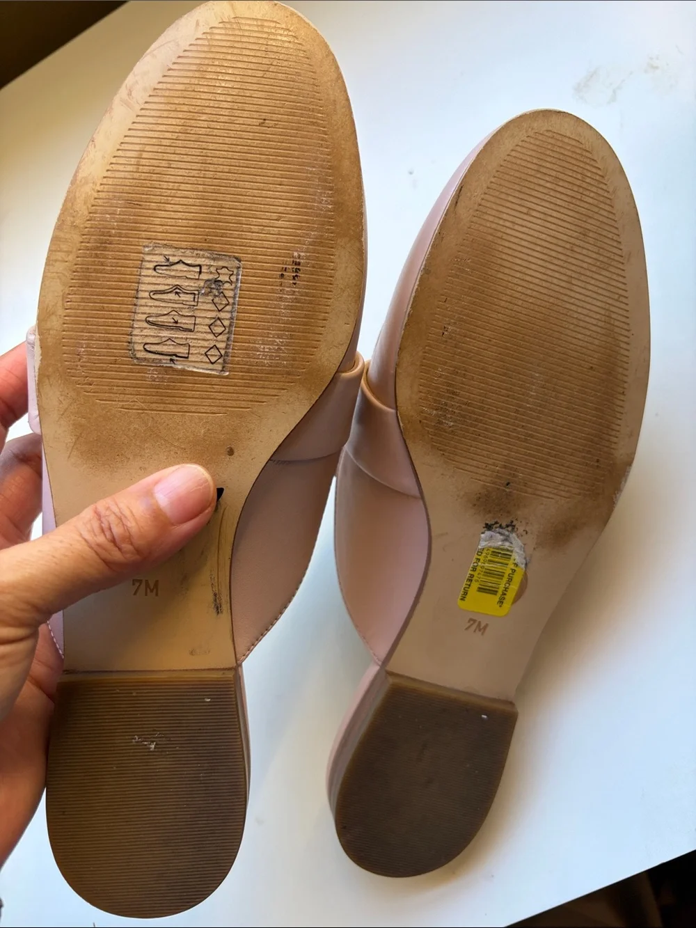 Michael Kors Blush Pink Leather Slip-On Mules with silver MK Accent